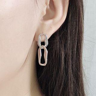 925 Sterling Silver Irregular Hoop Dangle Earring Ear Stud - Silver - One Size