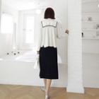 Sailor-collar Slit-side Piped Cardigan