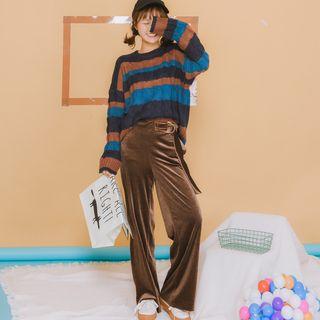 High-waist Velvet Wide-leg Pants