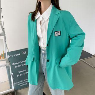 Lettering Print Single-breasted Blazer Green - One Size
