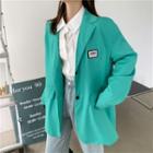 Lettering Print Single-breasted Blazer Green - One Size