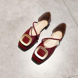 Square-toe Buckle Flat Sandals