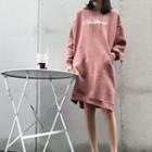 Embroidered Fleece-lining Hooded Dress
