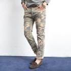 Camouflage Print Slim-fit Pants