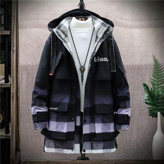 Plaid Hooded Zip Cargo Jacket