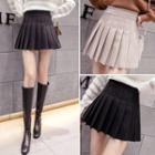 Woolen Pleated Mini Skirt