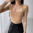 Skinny U-neck Crop T-shirt In 6 Colors
