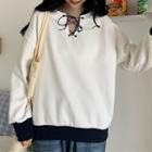 Long-sleeve Tie-neck Sweatshirt