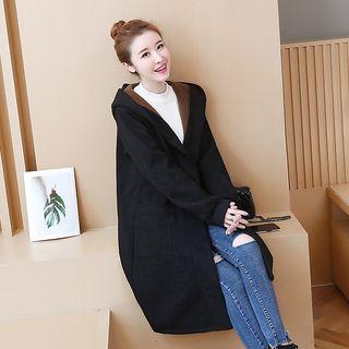 Single-breasted Fleece-lined Hooded Coat