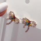 Faux Crystal Bow Earring 1 Pair - As Shown In Figure - One Size