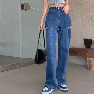 Cutout Ripped Shift Jeans