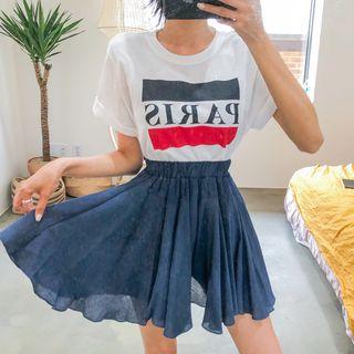 Band-waist Flared Mini Skort