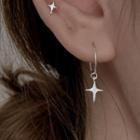 Star Hoop Earring / Stud Earring 1 Pair - Silver - One Size