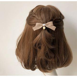 Heart Charm Bow Accent Hair Tie