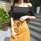 Off-shoulder Ribbed Top (2 Designs)