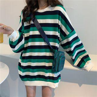 Long-sleeve Striped Knit Sweatshirt