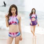 Set: Print High Neck Bikini + Skirt