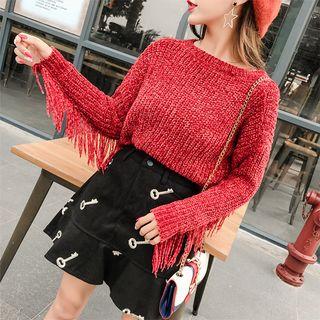 Fringe Sweater Red - One Size