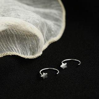 Alloy Star Open Hoop Earring Silver - One Size