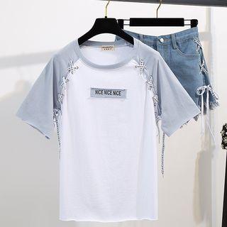Short-sleeve Raglan Lace-up Top