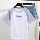 Short-sleeve Raglan Lace-up Top