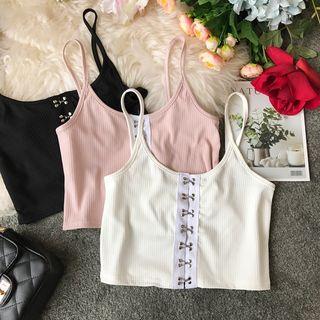 Hook & Eye Closure Cropped Knit Camisole