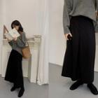 Band-waist Zip-side Long Skirt