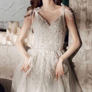Spaghetti Strap Lace A-line Evening Gown