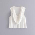 U-neck Ruffle Trim Tank Top