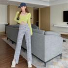 Long-sleeve T-shirt / Lettering Wide-leg Pants
