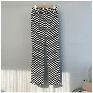 High-waist Black & White Plaid Pants