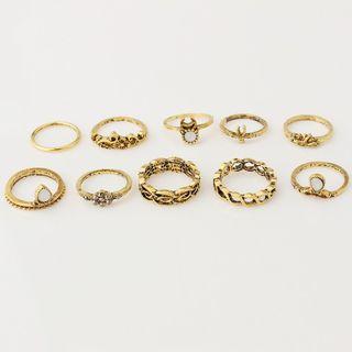 Set Of 10: Retro Embossed Ring (various Designs)