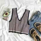 Checked Knit Vest As Shown In Figure - One Size