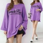 French Fries Print Frayed-edge Over-fit Pullover