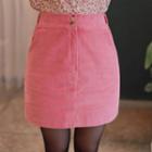 Band-waist Corduroy Miniskirt