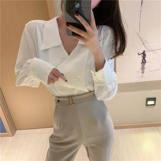 Double Breasted Long-sleeve Shirt / High-waist Dress Pants