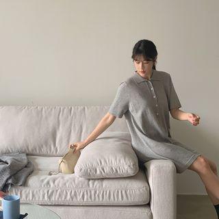 Knitted Mini Polo Shirtdress