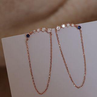 Rhinestone Chained Ear Stud