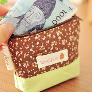 Floral Print Canvas Coin Purse