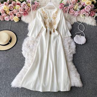 Long Sleeve Embroidered Maxi Dress
