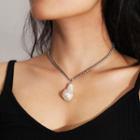 Irregular Faux Pearl Pendant Necklace 3163 - White Gold - One Size