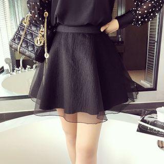 Sheer Panel A-line Skirt