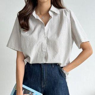 Stripe Boxy Cotton Shirt