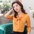 3/4-sleeve Ribbon Shirt / Dress Pants