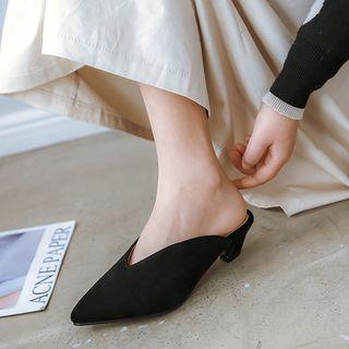 Faux Suede Pointed Toe Mules