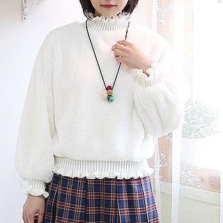 Mock-neck Lettuce-edge Sweater