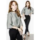 Round-neck Bell-sleeve Blouse