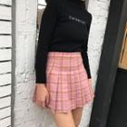 Mock-neck Lettering Knit Pullover