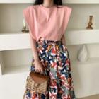 Sleeveless Top / Midi A-line Skirt