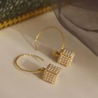 Faux Pearl Cube Earring 1 Pair - Gold - One Size